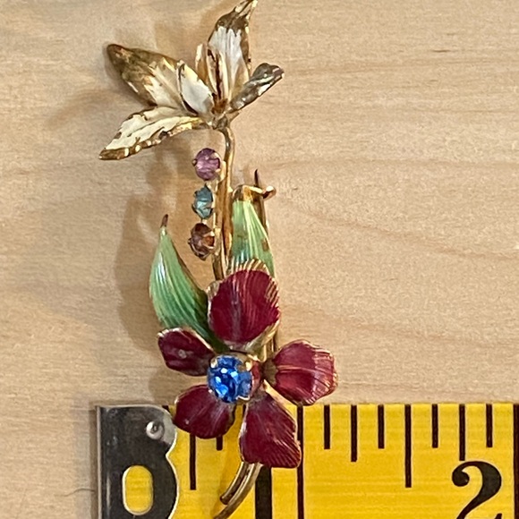 Vintage Austrian made Painted Floral Brooch. - Picture 1 of 6